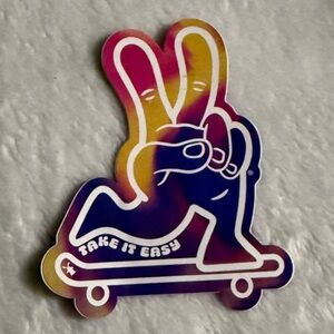 Dutch Bros Peace Hand Skateboard Sticker - Take It Easy